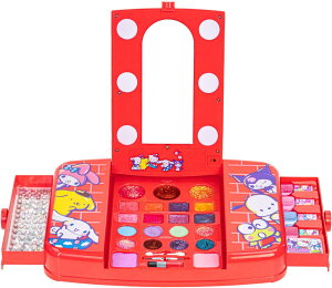 ハロー キティ フレンズ 子供 化粧品 キッズ ビューティーバニティ セット ライトアップミラー付き 子供用コスメ リップグロス・ネイル付き ギフト おもちゃ ごっこ遊び ままごと おもちゃ