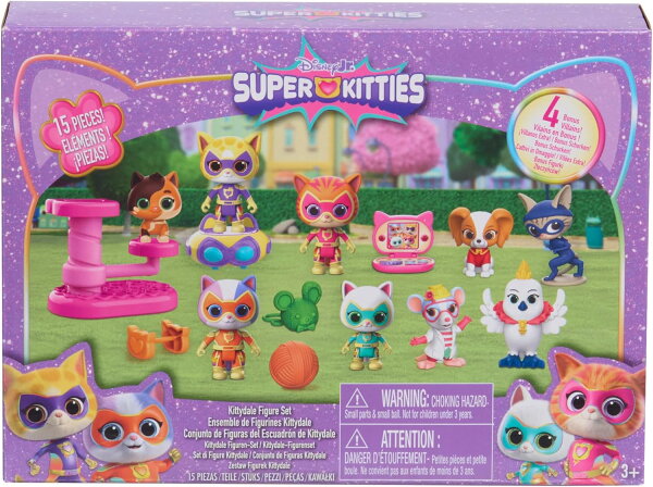 ディズニージュニア スーパーキティーズ キティデール フィギュアセット 15ピース コレクターズトイ 3歳以上 アクションフィギュア ごっこ遊び ままごと おもちゃ 誕生日 クリスマス 女の子 男の子 Disney Jr. SuperKitties Kittydale Figure Set 【並行輸入品】