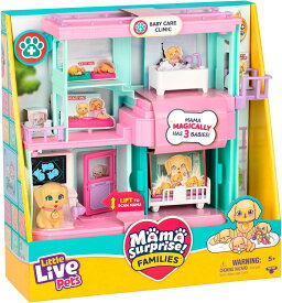 リトルライブペット ママサプライズファミリー ペット獣医プレイセット｜ベビーケアクリニック 動物病院｜子犬3匹 アクセサリー付き｜獣医ごっこ遊び ごっこ遊び ままごと おもちゃ 誕生日 クリスマス 女の子 男の子【並行輸入品】Little Live Pets Mama Surprise