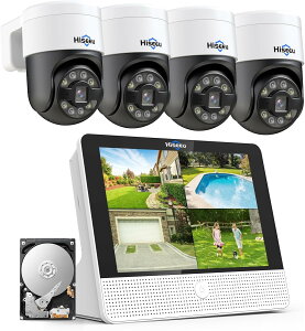 �y800����fP0E�Z�b�g�zPOE�L���ڑ� �h�ƃJ�����Z�b�g Hiseeu ���O�Z�L�����e�B�J���� 12�C���` NVR 8�`�����l���܂ő��݉� �J����4�� 800����f�J���� ���u�Ď� �h������ip66 ���Ԍ��m ����/���O �h