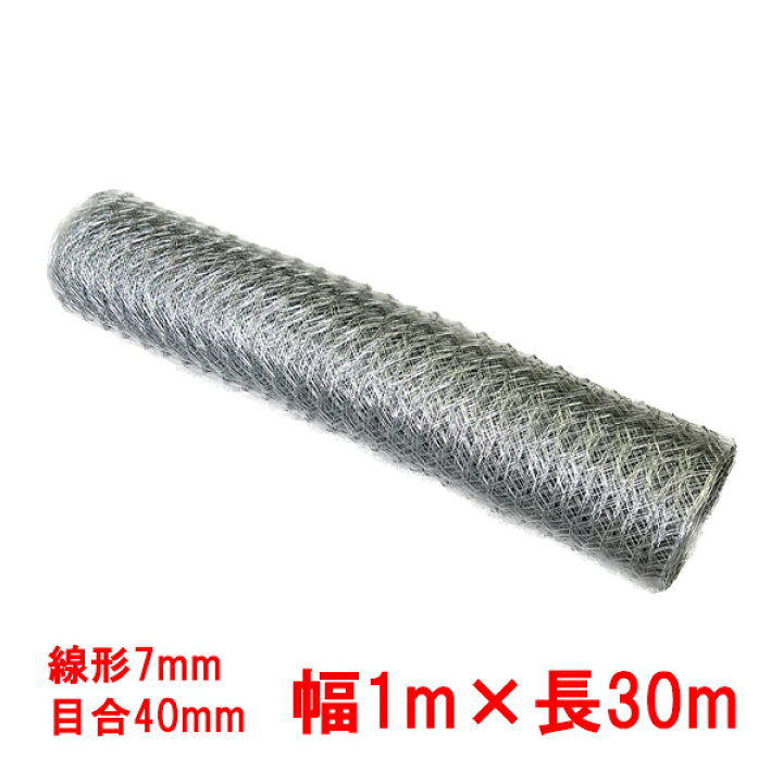 楽天市場】亜鉛引き亀甲金網 幅1m×長30m 線形7mm目合40mm 1巻 : めばえや