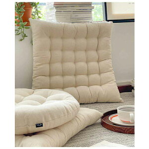 厚手 和風 棉麻 クッション 座布団 40×40cm 厚さ約4cm フロアクッション おしゃれ クッション 北欧 丸 床 座る クッション 大きめ かわいい 体圧分散 抱き枕 車 イス クッション 分厚い 背もたれ