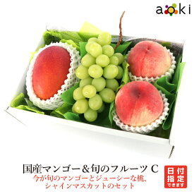 国産マンゴー ＆ 旬のフルーツC [シャインマスカット 国産マンゴー 桃]RC 送料込 果物詰め合わせ 誕生日 プレゼント 御祝 内祝 結婚 御見舞 お礼 快気祝 お祝い くだもの 贈り物 お供え物 季節のフルーツ お中元 御中元 夏ギフト