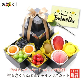 父の日 フルーツタワー 3段 アオキフルーツ[キウイフルーツ さくらんぼ シャインマスカット ブルーベリー みかん 国産マンゴー 桃 日向夏・小夏他]RC 送料込 果物ギフト 贈り物 プレゼント 果物詰め合わせ 父の日 father's day father プレゼント くだもの 季節のフルーツ