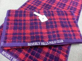 スポーツタオル 約34x110cm 綿100% レッド BEVERLY HILLS POLO CLUB 汗ふき アウトドア キャンプ ランニング おしやれ かわいい コットン 1枚ならネコポス選択可