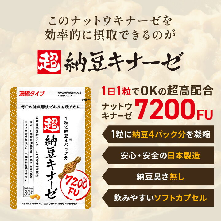 楽天市場】7200fu 超配合 超 納豆キナーゼ 納豆 納豆菌 