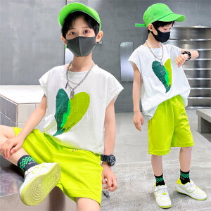 【時間限定10%OFF】子供服 男の子 セットアップ 夏 男の子 ジャージ キッズ 韓国子供服 上下セット 2点セット コットン 半袖 Tシャツ パンツ ベビー服 男児 おしゃれ 通学着 通園着 新品