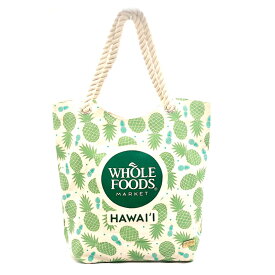 【ハワイ直輸入・正規品】 Whole Foods Market HAWAII エコバッグ ショッピングバッグ オーガニックパイナップル グリーン 緑 大きめトートバッグ コットン100% フェアトレード ホールフーズ GOTS サスティナブル ショルダー ハワイアン 雑貨 ギフト