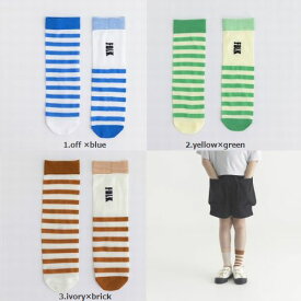 【継続/春夏】folk made 【フォークメイド】Folk Socks　アシンメトリーボーダーソックス（3色）（F（コドモ-オトナ））f22ss-035