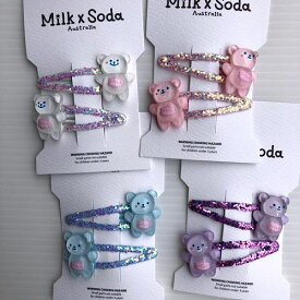 【通年】Milk & Soda【ミルク&ソーダ】CUTE BEAR HAIR CLIP ヘアクリップ くまさん （4色）（F（baby/kids））