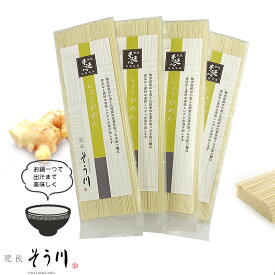 生姜 麺 九州産小麦使用 手延べ しょうがめん 90g×4袋　生姜　肥後そう川　国産　肥後そう川　赤穂塩　乾麺 個包装