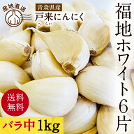 にんにく 【送料無料】 令和8年 青森県産 新物 国産 1kg バラ 中 福地ホワイト 青森 ニンニク