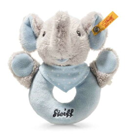 Steiff シュタイフ テディベア ぬいぐるみ 定番品　2019年春発売　ベイビーシリーズ　「TRAMPILI ELEPHANT　ぞうさん　グリップトイ　ガラガラ入り　（水色）」