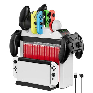 Switch / Switch �L�@EL���f�� �Ή� ���@�\ ���[ �[�d �X�^���h Joy-Con×4 PRO�R���g���[���[×2�̏[�d �X�C�b�`�h�b�N �Q�[���J�[�h