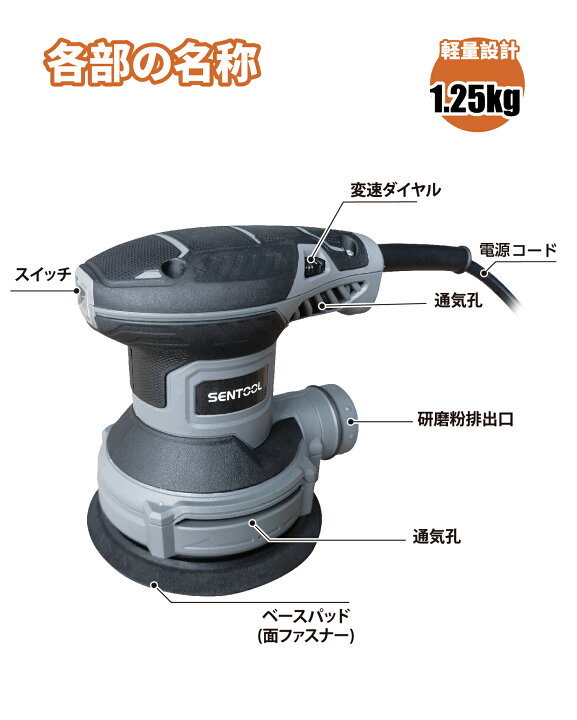 楽天市場】ランダムサンダー 電動サンダー AC100V 300W ポリッシャー 