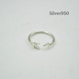 「送料無料」　silver950　ハンドメイド　デザインリング　矢　男女兼用　サイズ調節可能