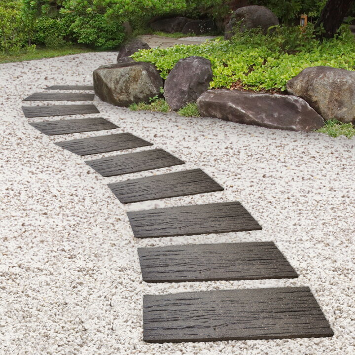 楽天市場 枕木 軽量 小道 ナチュラル 木調 庭 アプローチ 再生ゴム タカショー ラバーステップ 枕木 4枚組 B 青山ガーデン