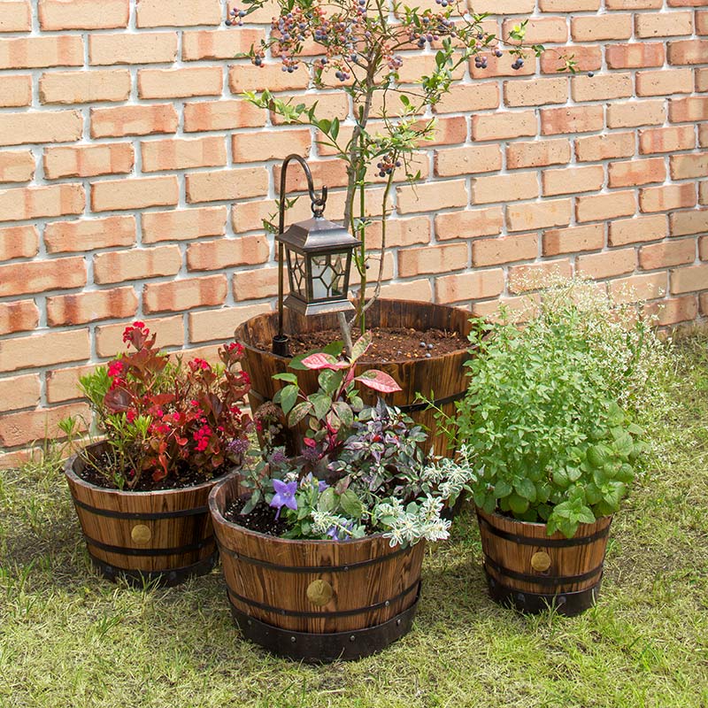 鉢 プランター ポット 木製 天然木 ガーデニング 菜園 寄せ植え タカショー ウッドバレルプランター 550 A (rco) 植木鉢・プランター 