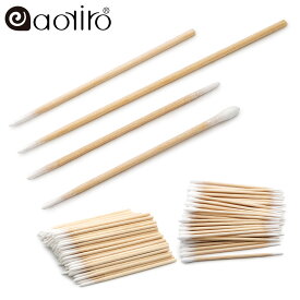 aoyiro 天然素材 コットン ウッド スティック 綿棒 アプリケーター 美容液用スティック まつ毛パーマ用スティック アイライナースティック アイラッシュスティック 化粧 まつ毛エクステ ウッドスティックタイプ ネイル用 使い捨て