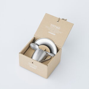 VINTAGEINOX DWカップ&ソーサー コーヒースプーンセット 100ml/160ml 割れない 食器 二重構造 カップ カフェ アウトドア キャンプ おしゃれ かっこいい シンプル ステンレス製 丈夫 食洗器対応 ギ