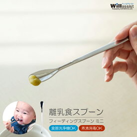 離乳食スプーン ステンレス製 ベビースプーン 子供用 食洗器可 煮沸消毒可 18cm 持ち手が長い フィーディングスプーン ミニ ウィルアシスト メール便 【ネコポス対応】