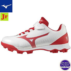 ミズノ(mizuno) 野球 WAVE LIGHTREVO Jr. ウエーブライトレボ ポイントスパイク ジュニア 3E相当 ホワイト×レッド 11GP222262