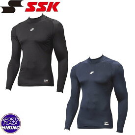 【ネコポスOK】エスエスケイ(ssk) 野球 SCβハイネック長袖フィットアンダーシャツ (24ss) 吸汗速乾 メッシュ素材 ネイビー/ブラック SCB024HL-70/90