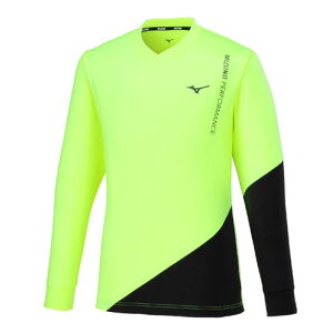 ミズノ(mizuno) テニス ウエア 半袖Tシャツ ライトスウェットシャツ ユニセックス (24aw) ネオライム×ブラック 62MCB51137