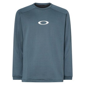 オークリー (Oakley) トレーニングウエア 長袖Tシャツ Enhance Light Grid L/S Crew 5.7 メンズ (25aw) グレー ブルー S-M FOA408123-94A