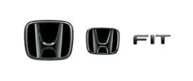 メール便可　ホンダ フィット【商品仕様要確認】　ブラックエンブレム(Hマーク2個＋車名エンブレム)【要仕様確認】【ブラッククローム調】