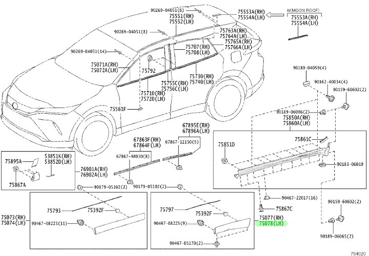 楽天市場】TOYOTA (トヨタ) 純正部品 MOULDING SUB-ASSY RR DOOR