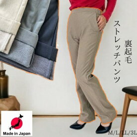 【 日本製 】裏起毛 パンツ ストレッチパンツ ウエストゴム ストレートパンツ スキニーパンツ スリムパンツ レディース モカ グレー クロ 黒 ブラック きれいめ 防寒 パンツ レディース 暖かい あったか パンツ ストレッチ レギパン 冬 股下長め 股下73