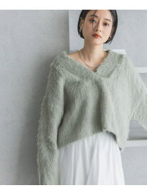 フェザーVネックニットプルオーバー A part by アパートバイ トップス ニット ブルー ベージュ グレー グリーン【送料無料】[Rakuten Fashion]