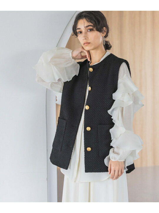 楽天市場】【SALE／16%OFF】(W)ツィードノーカラーベスト apart by 