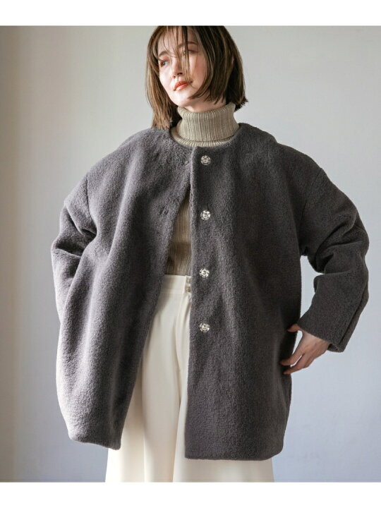 楽天市場】Poボアノーカラーコート A part by アパートバイ ジャケット  