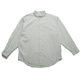 SALE品50 GYMPHLEX ジムフレックス ボタンダウンシャツ オーバーサイズ ウオッシュド ストライプ グレー×チャコール