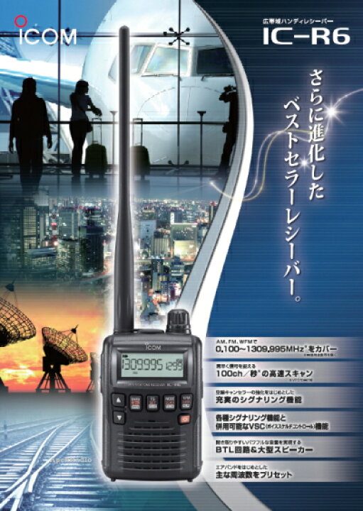 楽天市場】IC-R6 + SRH789 アイコム 広帯域受信 ＋ロッドアンテナ 