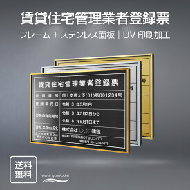 『APXE看板』賃貸住宅管理業者登録票 法定看板 法定業者票 W520×H370mm 金看板 各種業者不動産看板 各種業者 許可看板 店舗 事務所用看板 文字入れ 法定看板 建設業の許可票看板 業者プレート 業者票 登録看板 登録プレート l0736-pdzz