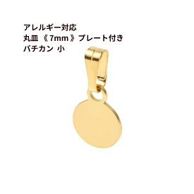 [10個] 丸皿 《 7mm 》プレート付き バチカン * 小 * ［ ゴールド 金 ］ サージカルステンレス パーツ 金属アレルギー対応 M2-05
