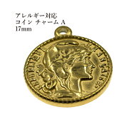 [ 10個 ] サージカルステンレス コイン チャーム A《 17mm 》 [ ゴールド 金 ] パーツ 金属アレルギー対応
