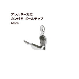 [10個] サージカルステンレス * カン付き * ボールチップ ≪ 4mm ≫ ［ 銀 シルバー ］ M1-06 素材 パーツ 金属アレルギー対応