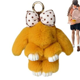 ぬいぐるみウサギのキーホルダー、ボックス付きウサギのキーホルダー - イースターウサギペンダントバッグキーホルダー - レディース ガールズ トートバッグ バックパック バニー ペンダント ソフト アニマル ぬいぐるみ 学校、旅行用