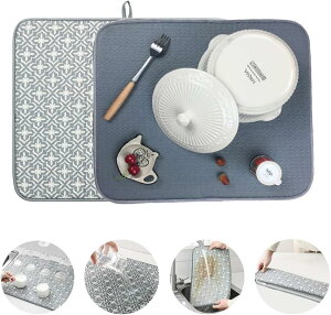 ���؂�}�b�g �L�b�`�� �􂦂� �H�� ���؂� �}�b�g 2�� �唻 �R�� �}�C�N���t�@�C�o�[ �z�����؂�}�b�g �h���C���O�}�b�g �H�튣���}�b�g 40*45cm (�x�[�W��) (�O���[��)