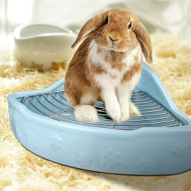 うさぎ トイレ 陶器 カワイ 飼育ケージ内装 三角 兎 トイレ かわいい 3色 ウサギ トイレ 32*24*11cm 固定 チンチラ用陶器トワレ 噛み防止 金網スノコ付き 飼育ケージ内装 清潔 小動物 トイレ トレーニングに最適