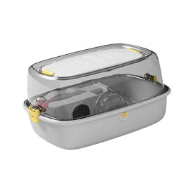 ハビタットハムスターケージ ウォーターボトル付き 透明換気 小動物ケージハウス 小動物用 ウサギ フクロモモンガ, グレー