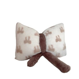 ガーリーなウサギの模造ぬいぐるみのリボンがかわいいソファの出窓の装飾、取り外し可能な車の腰クッション (キャメルストライプ)