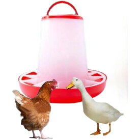 自動給餌器、家禽用給餌バケツ、鶏用給水器、ポータブル、取り外し可能、お手入れ簡単、時間と労力を節約、飼育設備 (レッド,1.5kg)