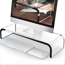 PCスタンド クリア コンピューターモニタースタンド デスク収納ラック デスク オフィス ホーム用 38x19x10CM