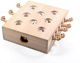 猫 おもちゃ もぐら叩き 木製 8穴 猫じゃらし 知育玩具 運動不足解消 ストレス解消 猫遊び もぐらたたき 穴掘り 木箱 室内 留守 ペット用品 猫用品 ギフト プレゼント