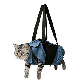 猫 グルーミングバッグ 爪切り 保定袋 ネット メッシュ 通気性 抱っこ紐 キャットバッグ 爪切り補助具 暴れ防止 お手入れ シャンプー 耳掃除 ペット用品 調整可能 軽量